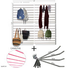 4 Paineis Canaletados - 0,61 X 0,61 + 50 Ganchos 10cm + Canal