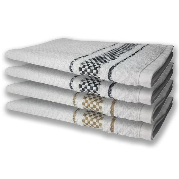 4 Panos De Prato Atoalhado Felpudo Premium Preto+marrom