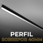 4 Perfil De Led Sobrepor Alumínio 40x20mm Com 1 Metro Preto