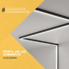 4 Perfil De Led Sobrepor Alumínio 40x20mm Com 1 Metro Preto