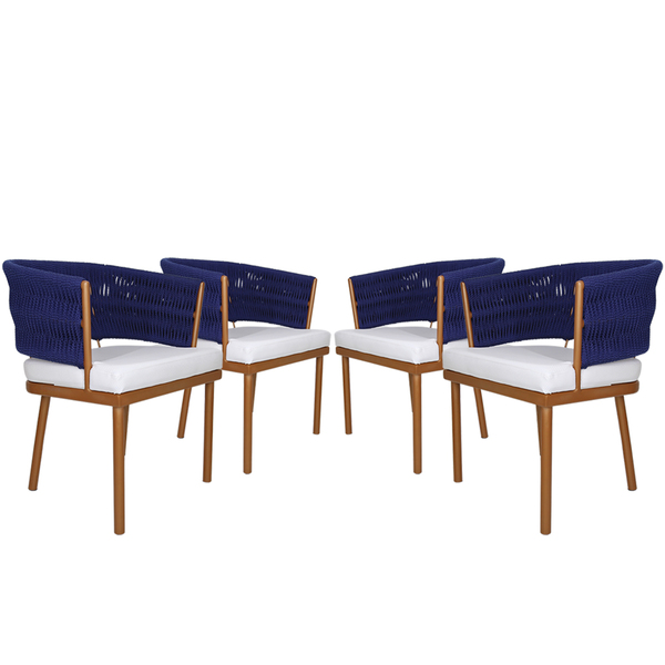 4 Poltronas Califórnia Em Alumínio Com Pintura Bronze, Corda