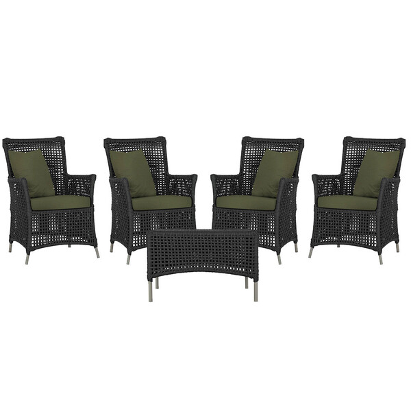 4 Poltronas E 1 Mesa Igapó Em Alumínio Pintura Fendi Corda Ná