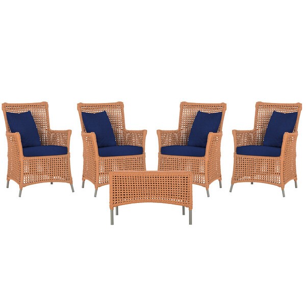 4 Poltronas E 1 Mesa Igapó Em Alumínio Pintura Fendi Corda Ná