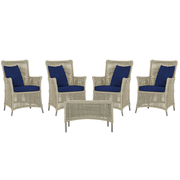 4 Poltronas E 1 Mesa Igapó Em Alumínio Pintura Fendi Corda Ná