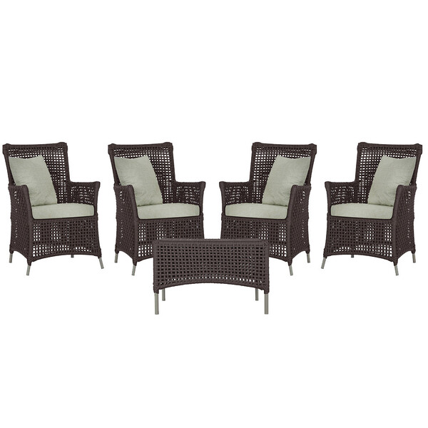 4 Poltronas E 1 Mesa Igapó Em Alumínio Pintura Fendi Corda Ná