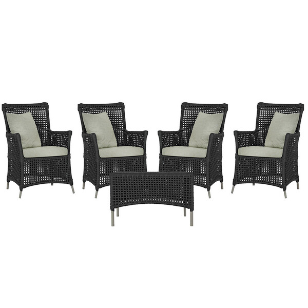 4 Poltronas E 1 Mesa Igapó Em Alumínio Pintura Fendi Corda Ná