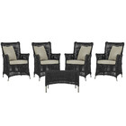 4 Poltronas E 1 Mesa Igapó Em Alumínio Pintura Fendi Corda Ná