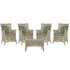 4 Poltronas E 1 Mesa Igapó Em Alumínio Pintura Marrom Corda N