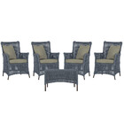 4 Poltronas E 1 Mesa Igapó Em Alumínio Pintura Marrom Corda N