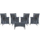 4 Poltronas E 1 Mesa Igapó Em Alumínio Pintura Marrom Corda N