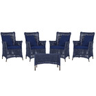 4 Poltronas E 1 Mesa Igapó Em Alumínio Pintura Marrom Corda N