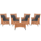 4 Poltronas E 1 Mesa Igapó Em Alumínio Pintura Marrom Corda N