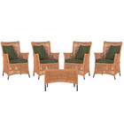 4 Poltronas E 1 Mesa Igapó Em Alumínio Pintura Marrom Corda N