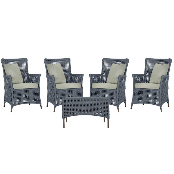 4 Poltronas E 1 Mesa Igapó Em Alumínio Pintura Marrom Corda N