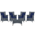 4 Poltronas E 1 Mesa Igapó Em Alumínio Pintura Marrom Corda N