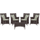 4 Poltronas E 1 Mesa Igapó Em Alumínio Pintura Marrom Corda N