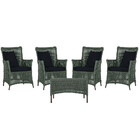 4 Poltronas E 1 Mesa Igapó Em Alumínio Pintura Marrom Corda N