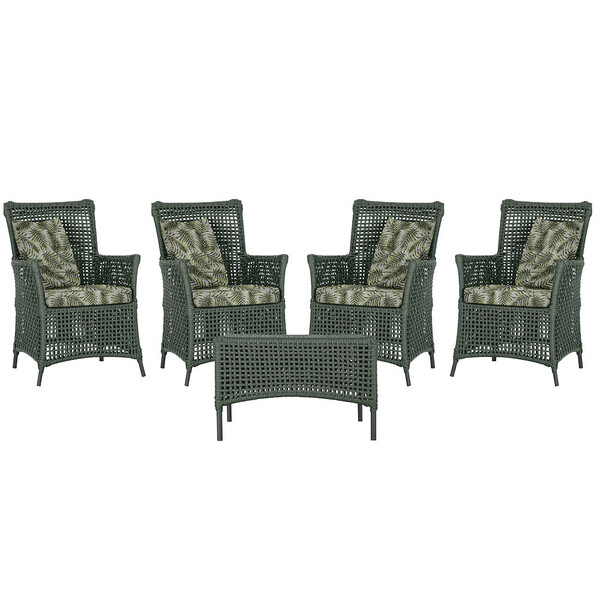 4 Poltronas E 1 Mesa Igapó Em Alumínio Pintura Preta Corda Ná