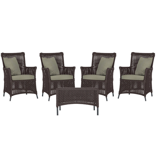 4 Poltronas E 1 Mesa Igapó Em Alumínio Pintura Preta Corda Ná