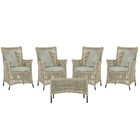 4 Poltronas E 1 Mesa Igapó Em Alumínio Pintura Preta Corda Ná