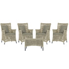 4 Poltronas E 1 Mesa Igapó Em Alumínio Pintura Preta Corda Ná