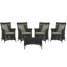 4 Poltronas E 1 Mesa Igapó Em Alumínio Pintura Preta Corda Ná