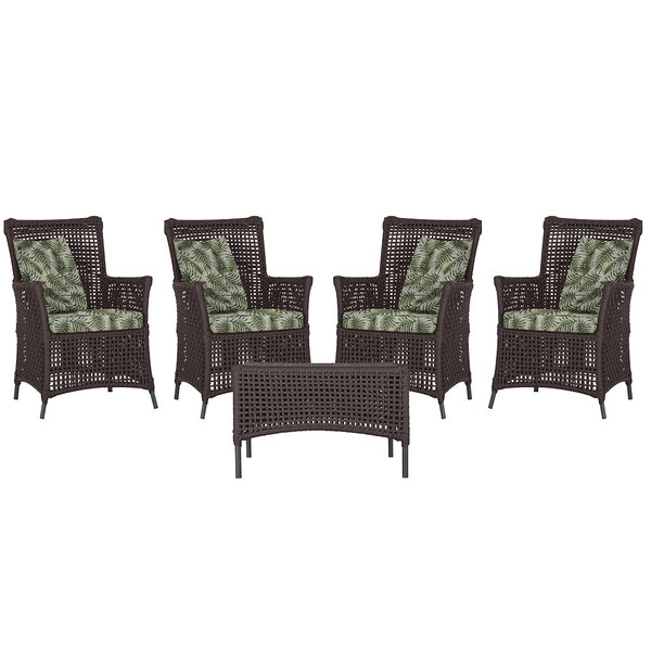 4 Poltronas E 1 Mesa Igapó Em Alumínio Pintura Preta Corda Ná