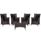 4 Poltronas E 1 Mesa Igapó Em Alumínio Pintura Preta Corda Ná