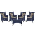 4 Poltronas E 1 Mesa Igapó Em Alumínio Pintura Preta Corda Ná