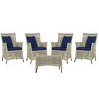 4 Poltronas E 1 Mesa Igapó Em Alumínio Pintura Preta Corda Ná