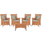 4 Poltronas E 1 Mesa Igapó Em Alumínio Pintura Preta Corda Ná