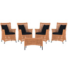 4 Poltronas E 1 Mesa Igapó Em Alumínio Pintura Preta Corda Ná