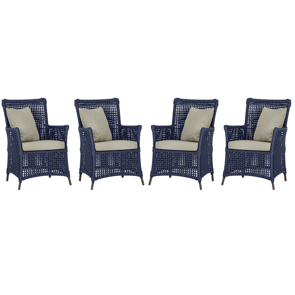 4 Poltronas Igapó Alumínio Micro Pintura Marrom Corda Náutica