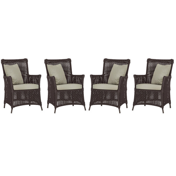 4 Poltronas Igapó Alumínio Micro Pintura Marrom Corda Náutica