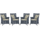 4 Poltronas Igapó Alumínio Micro Pintura Marrom Corda Náutica