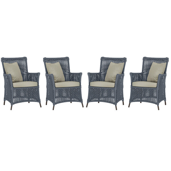 4 Poltronas Igapó Alumínio Micro Pintura Marrom Corda Náutica