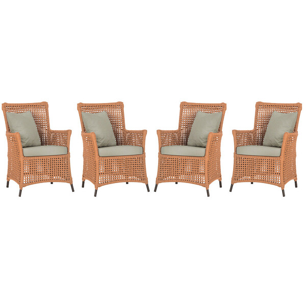 4 Poltronas Igapó Alumínio Micro Pintura Marrom Corda Náutica