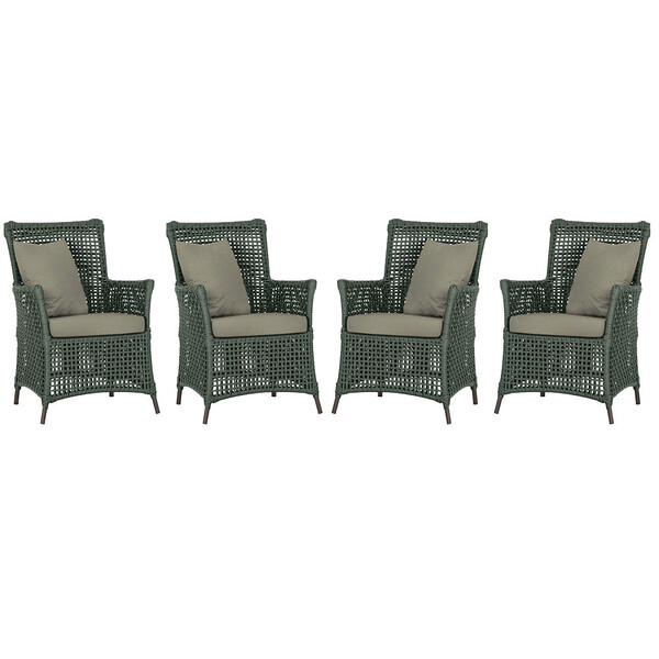 4 Poltronas Igapó Alumínio Micro Pintura Marrom Corda Náutica