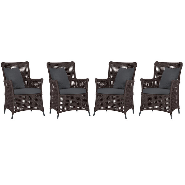 4 Poltronas Igapó Alumínio Micro Pintura Preta Corda Náutica