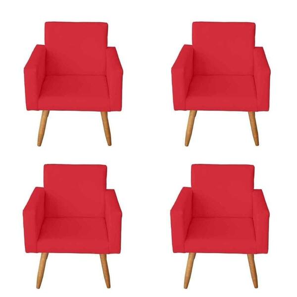4 Poltronas Sala De Estar Escritório Nina Vermelho