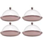 4 Porta Bolo Torta 30cm Bubble Com Cúpula Amêndoa Crippa Bole