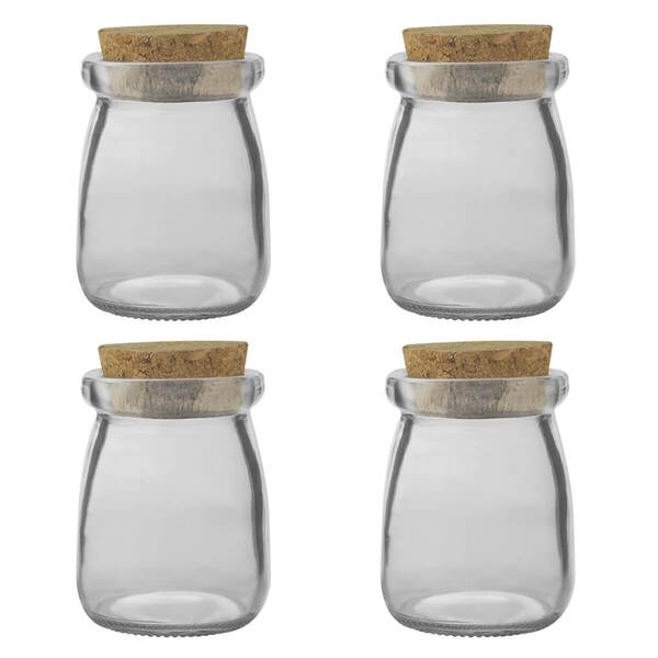 4 Porta Condimentos De Vidro Com Rolha 100ml 1989 Lyor