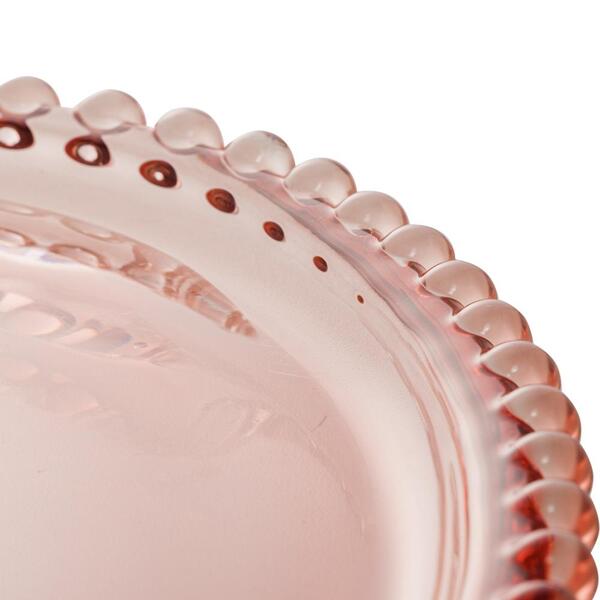 4 Pratos Wolff Pearl De Cristal Rosa 18cm X 15cm X 2cm