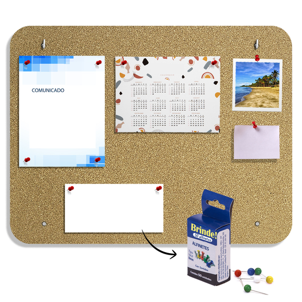 4 Quadro Aviso Cortiça Recado Mural Fotos 43x56cm+4 Brinde