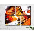 4 Quadros Decorativos Abstrato Folha Colorido