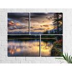 4 Quadros Decorativos Paisagem Lago Por Do Sol
