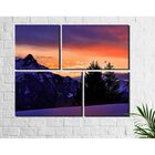 4 Quadros Decorativos Paisagem Montanha Roxa