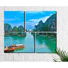 4 Quadros Decorativos Paisagem Praia Com Montanhas