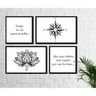 4 Quadros Decorativos Rosa Dos Ventos E Flor De Lotús