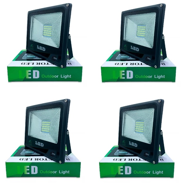 4 Refletor Led 50w Holofote Branco Frio Bivolt Prova D'agua